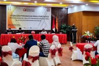 Suasana kegiatan sosialisasi pengawasan pemilu partisipatif oleh Bawaslu Mimika di Hotel Grand Tembaga, Selasa (11/10/2022). 