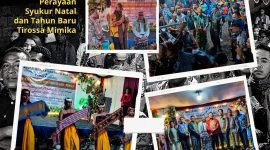 perayaan ibadah syukur Natal 2022 dan Tahun Baru 2023 di Jalan Kesehatan, Timika, Papua Tengah, Sabtu (14/1/2023). 