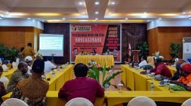 Tampak suasana sosialisasi perekrutan calon anggota Bawaslu Papua Tengah di Hotel Grand Tembaga, Timika, Papua Tengah, Rabu (15/3/2023).