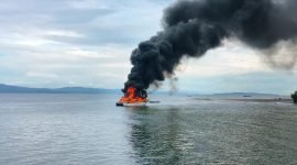 Kapal cepat Pemerintah Kabupaten Teluk Wondama, Provinsi Papua Barat, terbakar pada Selasa (16/5/2023) pagi sekitar pukul 07.45 waktu setempat.