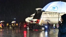 Rombongan Wakil Presiden Republik Indonesia, K. H. Ma'ruf Amin, tiba di Bandara Moses Kilangin Timika, Papua Tengah, Selasa (11/7/2023) pukul 18.00 WIT. 