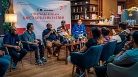 Tampak suasana kegiatan jumpa pers di Rumah Kopi Amungme Gold, Timika, Papua Tengah, Jumat (11/8/2023) malam. 