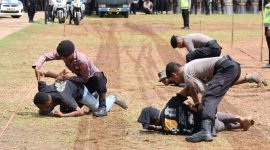 Simulasi pengamanan Pemilu 2024 oleh Polda Papua. (Foto: Istimewa/Humas Polda Papua)