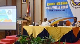 Pembukaan Kongres Luar Biasa ASKAB PSSI Kabupaten Mimika. (Foto: Galeri Papua/Jefri Manehat)
