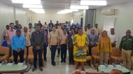 Foto bersama pada pembukaan pelatihan barista di Institut Pertambangan Nemangkawi. (Foto: Galeri Papua/Moh. Wahyu Welerubun)