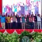 Foto bersama dalam deklarasi Pemilu damai 2024 Kabupaten Mimika di Graha Eme Neme Yauware, Minggu (26/11/2023). (Foto: Galeri Papua/Endy Langobelen)