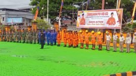 Suasana upacara peringatan HUT ke-52 Basarnas yang digelar di halaman Kantor SAR Timika. (Foto: Galeri Papua/Jefri Manehat)