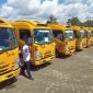 Bus-bus yang nantinya akan melayani masyarakat Mimika secara gratis. (Foto: Galeri Papua/Jefri Manehat) 