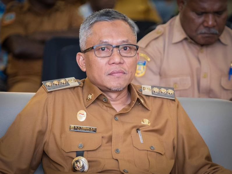 Pj Bupati Puncak Jaya, Tumiran, saat menghadiri Musrenbang RKPD tingkat Provinsi tahun 2025 di Kota Timika, Papua Tengah, Selasa (2/4/2024).  (Foto: Istimewa/Prokompim Puncak Jaya)