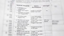 Sebaran tahapan perekrutan calon anggota PPD yang dikeluarkan KPU Mimika. (Foto: Galeri Papua/Jefri Manehat)