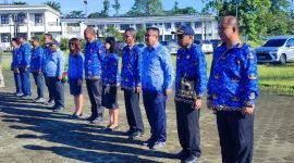 Pimpinan OPD di lingkungan Pemkab Mimika saat mengikuti apel pagi. (Foto: istimewa)