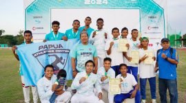 Tim Estafet pria berhasil meraih medali perak dalam nomor Estafet 4 x 400 meter putra dengan catatan waktu 3 menit 17,95 detik. (Foto: Istimewa/Corporate Communication PTFI) 