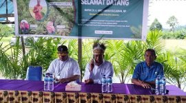 Menteri Pertanian RI, Andi Amran Sulaiman (tengah) saat akan memimpin jalannya diskusi bersama sejumlah pihak saat meninjau lahan replanting sawit di Kampung Wasegi Indah, Distrik Prafi, Kabupaten Manokwari, Jumat (31/5/2024) siang. Bersama Amran Sulaiman, hadir Pj Sekda Papua Barat, Yacob Fonataba (kiri) dan Kepala Dinas Ketahanan Pangan dan Pertanian Kabupaten Manokwari, Kukuh Saptoyudo (kanan). (Foto: Istimewa)