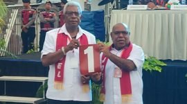 Pasangan JOEL mendapatkan nomor urut satu dalam Pilkada Mimika 2024. (Foto: Galeri Papua/Endy Langobelen)