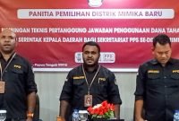 Pelaksanaan bimtek penyusunan LPJ penggunaan dana tahapan Pilkada serentak 2024 oleh PPD Mimika Baru di Ballroom Hotel Grand Tembaga, Jalan Yos Sudarso, Timika, Papua Tengah, Jumat (6/9/2024). (Foto: Istimewa/PPD Miru)