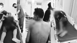 Ketiga korban pembacokan saat mendapat penanganan medis di RSUD Mimika. (Foto: Istimewa) 