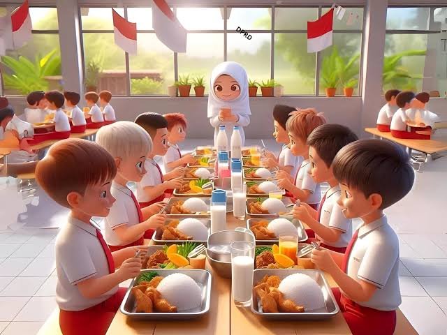 Ilustrasi program makan siang gratis. 