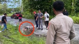 Aparat gabungan Polres Yahukimo dan Satgas Tindak ODC 2025 menemukan korban bersimbah darah di pinggir jalan dalam keadaan meninggal dunia. (Foto: Istimewa/Polres Yahukimo)