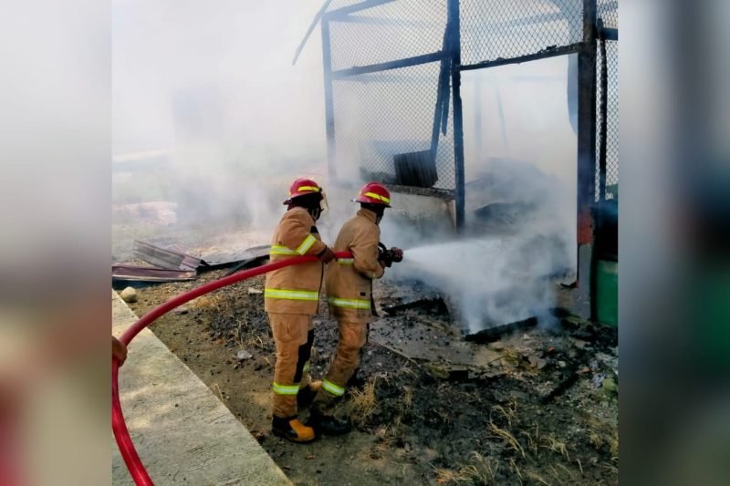 Pemadam kebakaran berusaha memadamkan api di sebuah warung, di Jalan Agimuga, Mile 32, Mimika, Papua Tengah, Kamis (6/2/2025). (Foto: Istimewa)