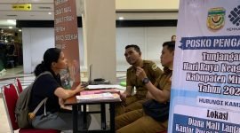 Posko Pengaduan THR Keagamaan Kabupaten Mimika tahun 2025 di Lantai 2 Diana Mall Timika. (Foto: Galeri Papua/Ahmad)