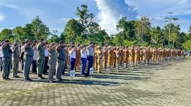 ASN Pemerintah Kabupaten Mimika mengikuti apel pagi, Senin (14/4/2025). (Foto: Galeri Papua/Endy Langobelen)