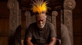 Ilustrasi puisi Taji yang Patah di Atas Kepala Suku. (Foto: Istimewa/Arnold Mansawan)