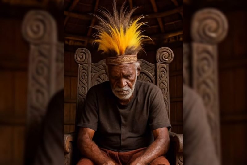 Ilustrasi puisi Taji yang Patah di Atas Kepala Suku. (Foto: Istimewa/Arnold Mansawan)