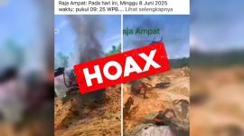 Sebuah unggahan yang memberikan narasi hoaks tentang pembakaran alat berat di Raja Ampat. (Foto: Istimewa/Tangkapan layar unggah Facebook)