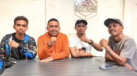 (Dari kiri) Mandataris Formatur Tunggal Ketua Presidium PMKRI Cabang Mimika, Fichail Tusno Karubun; Ketua PC PMII Mimika, Abdullah Rahman Bugis; Ketua GMNI Mimika, Kristiforus Toffy; dan Ketua Bidang Aksi dan Pelayanan GMKI Mimika, Erwin Sriken. (Foto: Galeri Papua/Endy Langobelen)