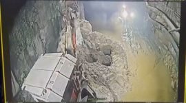 CCTV di bawah tanah di area GBC PT Freeport Indonesia menangkap peristiwa longsor. (Foto: Istimewa/Tangkapan layar CCTV)