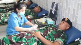 Sambut HUT TNI ke-80, Denkav 3/SC gelar donor darah. (Foto: Istimewa/Denkav 3/SC)