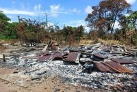 Kondisi rumah yang hanya menyisakan puing setelah hangus terbakar. (Foto: Istimewa)

