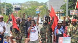 Solidaritas Rakyat Papua Pro Demokrasi Se-Sorong Raya menyampaikan pernyataan sikap pada Senin (1/12/2025) lalu di Sorong, Papua Barat Daya. (Foto: Istimewa)
