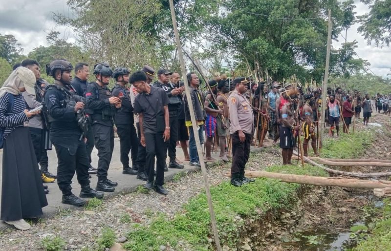 Suasana di Distrik Kwamki Narama, tepatnya di Kampung Amole yang menjadi titik bentrok dua kelompok warga. (Foto: Istimewa/Dok. Polsek Kwamki Narama)