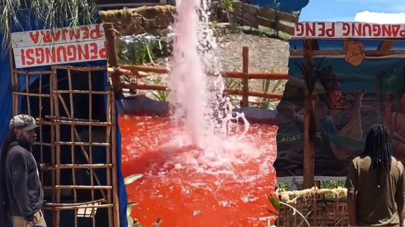 Pondok Natal unik hadir di Wamena, Kabupaten Jayawijaya, Papua Pegunungan. (Foto: Istimewa/Tangkapan layar video Facebook Matinus Kogoya)