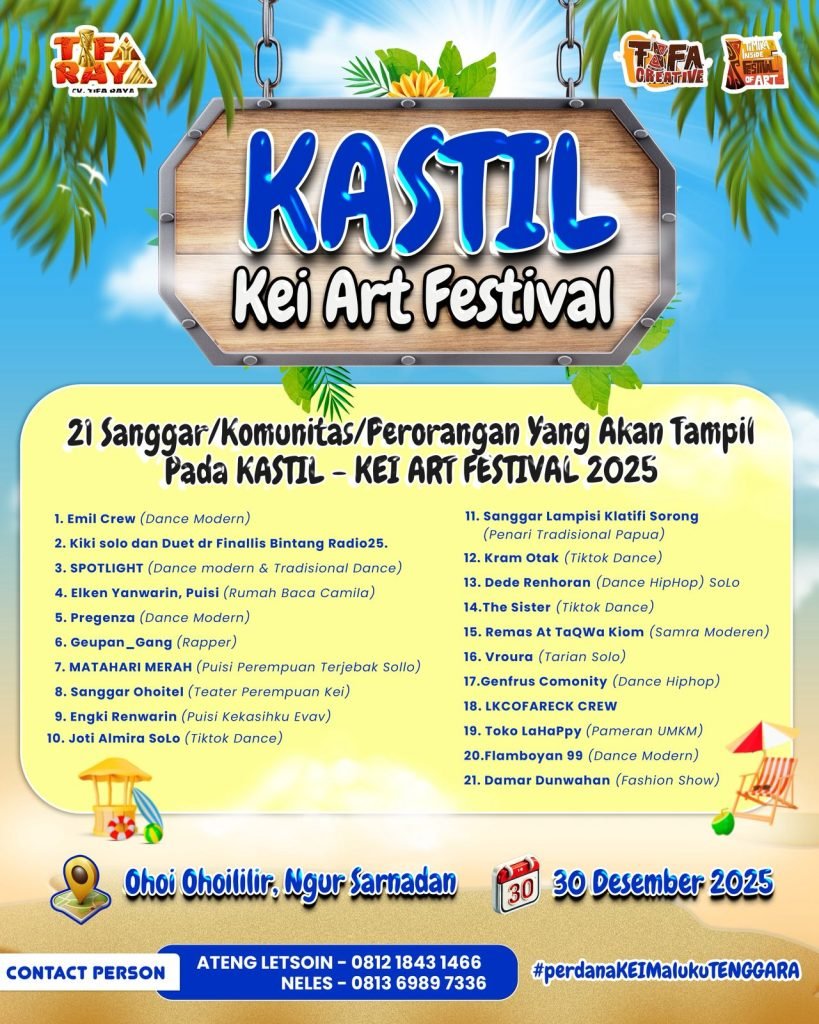 Sejumlah penampil yang akan tampil di Kei Art Festival (KASTIL) 2025. (Foto: Istimewa/Panitia KASTIL 2025).