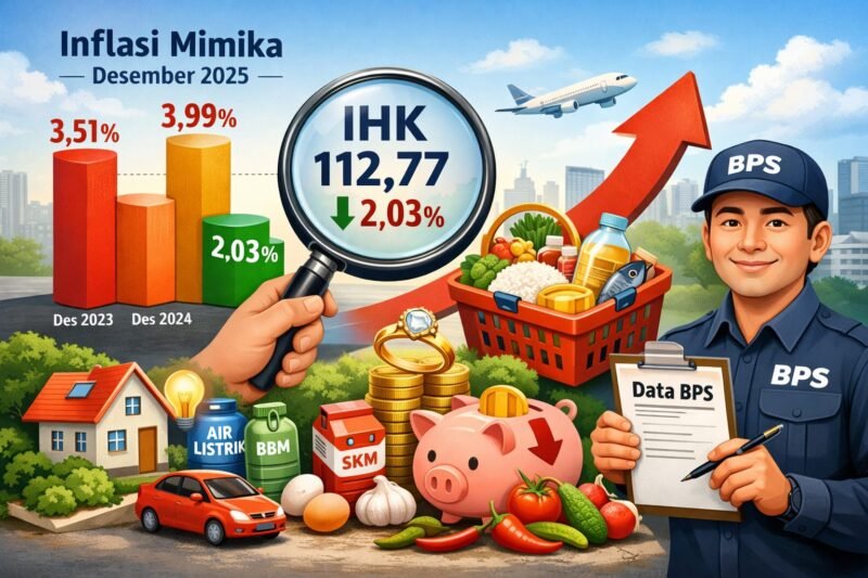 Ilustrasi inflasi di Mimika. (Foto: Galeri Papua/Endy Langobelen regenerated by OpenAI)