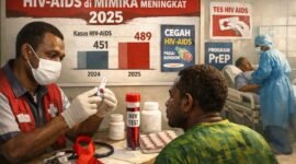 Ilustrasi peningkatan kasus HIV-AIDS di Mimika pada tahun 2025. (Foto: Galeri Papua/Endy Langobelen regenerated by OpenAI)