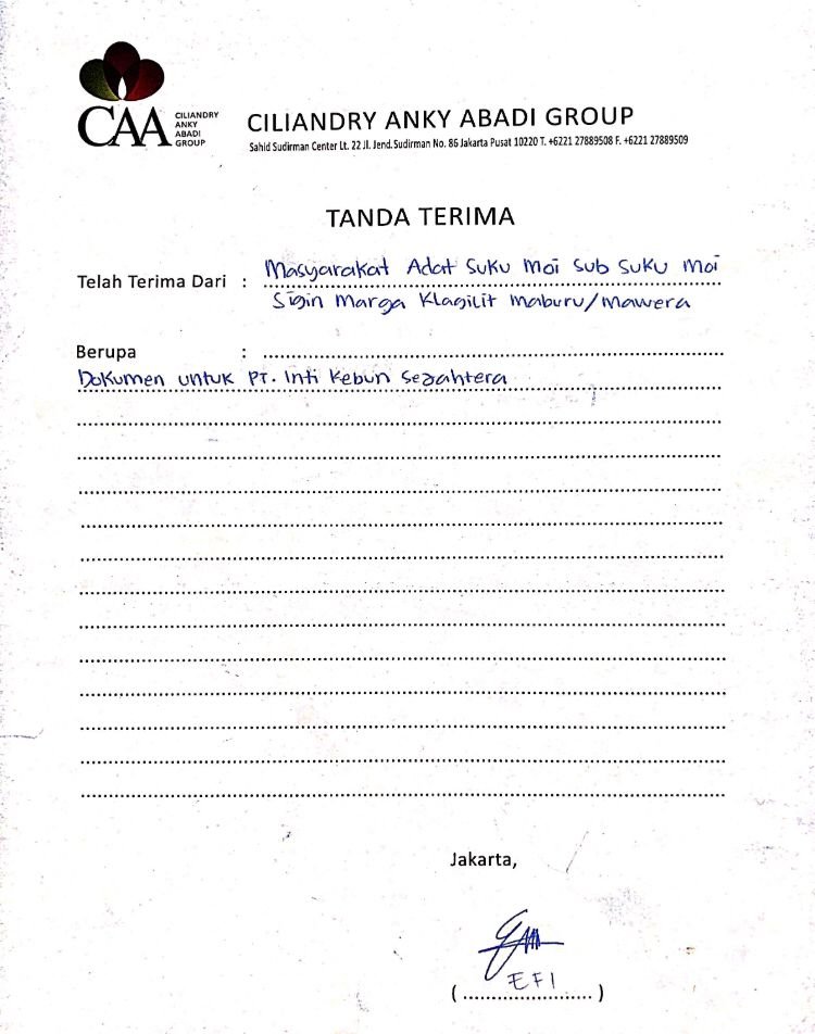 Tanda terima surat sebagai bukti penyerahan. (Foto: Istimewa/Ambrosius)
