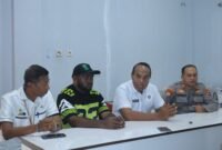 Pelaksanaan konferensi pers di Ruang Press Conference Stadion Wania Imipi SP 1. (Foto: Panitia Liga 4 PSSI Papua Tengah)
