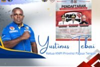 Ketua KNPI Papua Tengah, Yustinus Tebai, mendukung penyelenggaraan Piala Gubernur Liga 4 Provinsi Papua Tengah. (Foto: Panitia Liga 4 Papua Tengah)