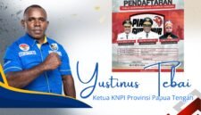Ketua KNPI Papua Tengah, Yustinus Tebai, mendukung penyelenggaraan Piala Gubernur Liga 4 Provinsi Papua Tengah. (Foto: Panitia Liga 4 Papua Tengah)