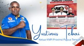 Ketua KNPI Papua Tengah, Yustinus Tebai, mendukung penyelenggaraan Piala Gubernur Liga 4 Provinsi Papua Tengah. (Foto: Panitia Liga 4 Papua Tengah)