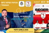 Ketua Badan Pengurus Daerah (BPD) HIPMI Papua Tengah, Yoti Gire, menyatakan dukungan terhadap penyelenggaraan Piala Gubernur Liga 4 Provinsi Papua Tengah. (Foto: Panitia Liga 4 Papua Tengah)