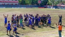 Selebrasi pemain Persipuncak usai menaklukkan Persido Dogiyai pada laga semifinal Liga 4 di Stadion Wania Imipi, Senin (16/3/2026). (Foto: Galeri Papua/Ahmad)