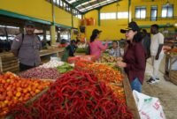Kepala Disperindag Kabupaten Mimika, Sabelina Fitriani, melaksanakan sidak di lapak seorang pedagang Pasar Sentral Timika, Rabu (18/3/2026). (Foto: Disperindag Mimika)