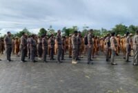 ASN Pemkab Mimika mengikuti apel gabungan OPD perdana pasca libur Lebaran di Lapangan Puspem, Senin, 30 Maret 2026. GaleriPapua/Ahmad