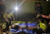 Polisi saat melakukan respon TKP kecelakan tunggal di KM 7, Jalan Poros Mapurujaya yang menewaskan seorang pengendara sepeda motor, Selasa (5/5/2026). (Foto: Istimewa)
