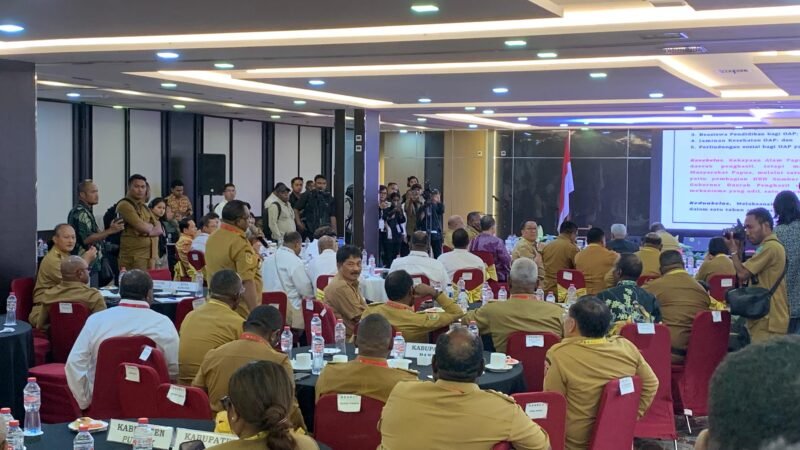 Suasana panel 1 Forum Koordinasi Strategis Percepatan Pembangunan Papua yang berlangsung Ballroom Hotel Horison Diana Timika, Senin (11/5/2026). (Foto: Galeri Papua/Ahmad)
