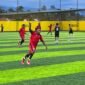 Selebrasi dari pemain SMAN 5 usai mengalahkan SMAN 7 pada babak 16 besar Kapolda Cup II Mini Soccer di Goldstone Arena, Jalan Irigasi, Timika, Senin (18/5/2026). (Foto: Galeri Papua/Endy Langobelen)